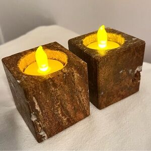 - Dark Travertine Tea Light Holders, Frenchtex, Inc
